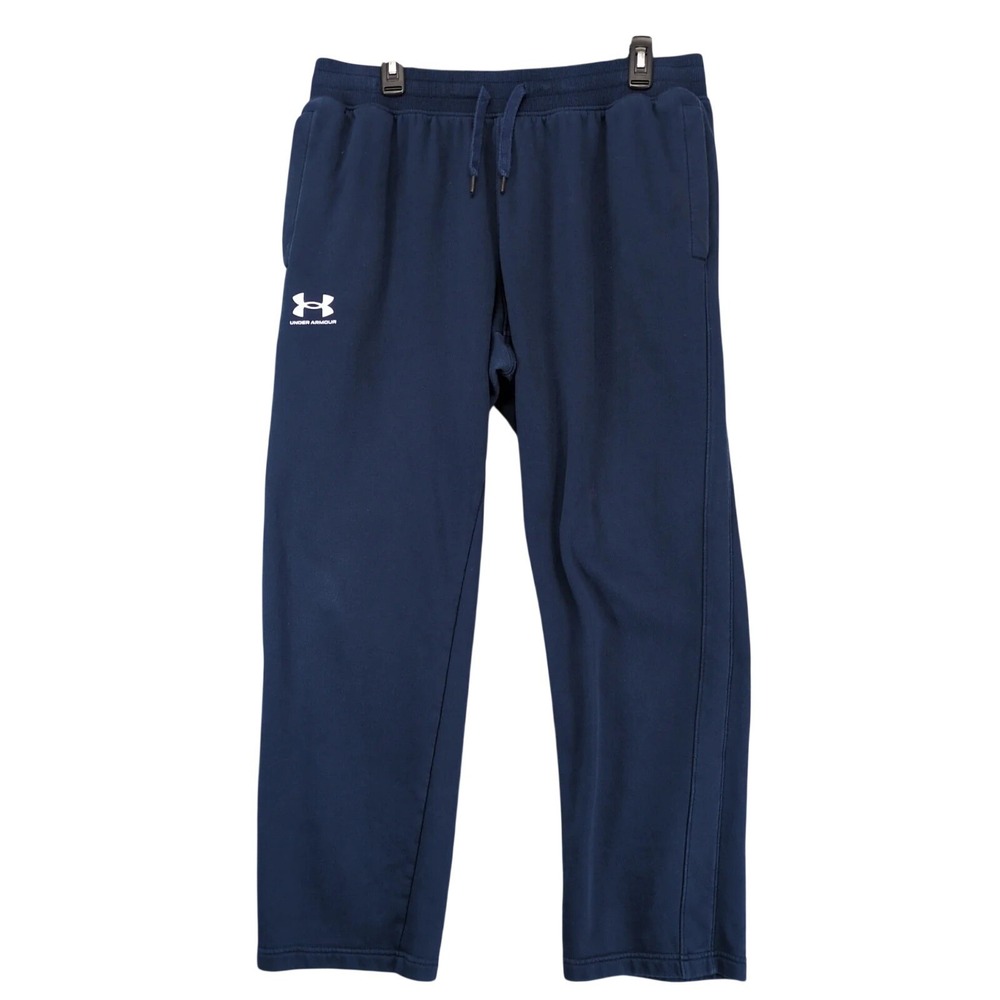Under Armour Navy Loose Fit Sweatpants Mens XL Cotton Blend Open Leg Streetwear